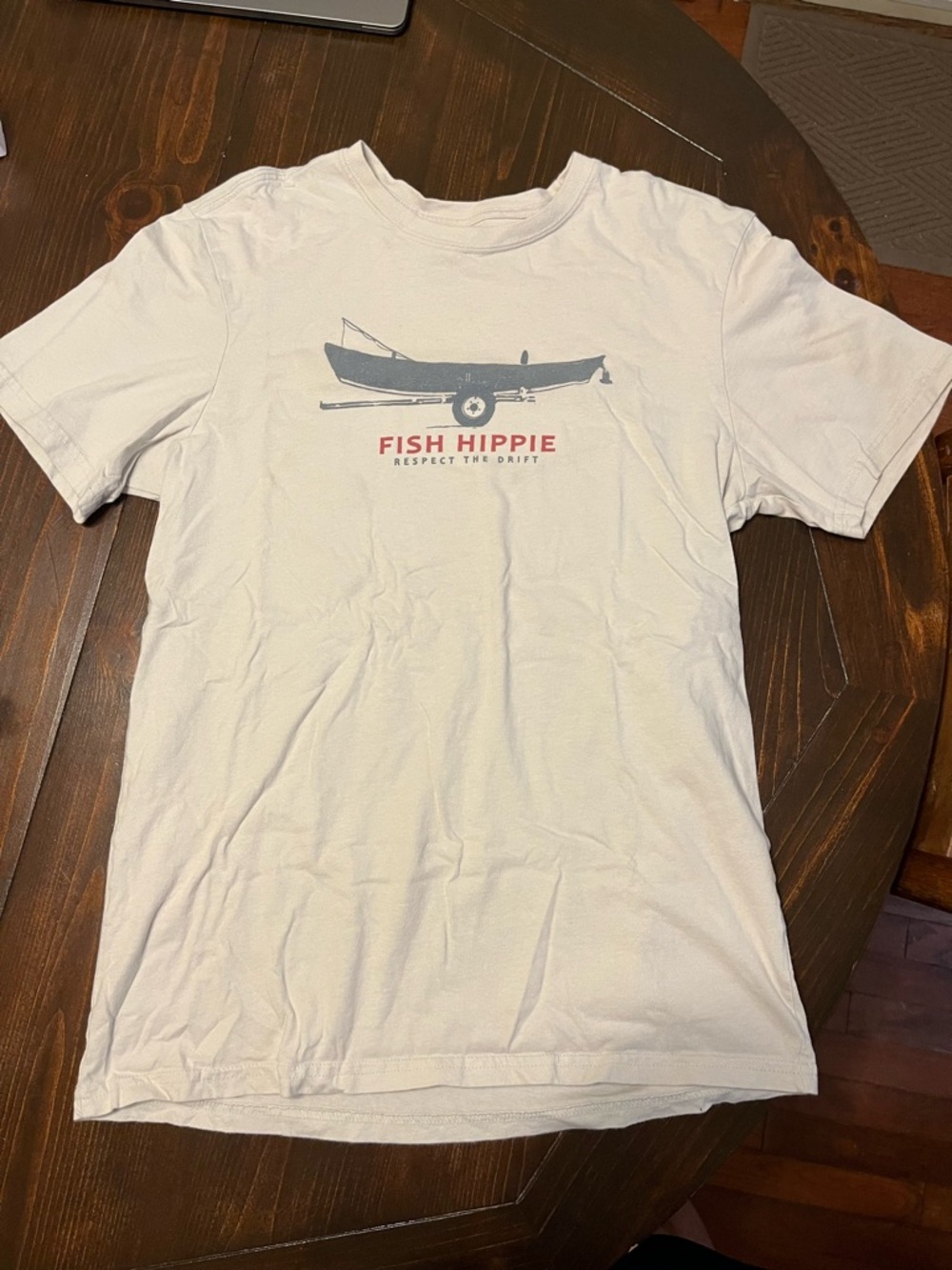Fish Hippie Men's Short Sleeve Tee in Off-White with Canoe Graphic